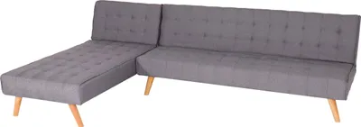 Produktbild von Ecksofa MCW-K38, Sofa Klappsofa, Liegefläche links/rechts, Stoff/Textil Massivholz MVG  256cm  hellgrau