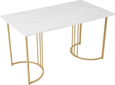 Produktbild von Flieks Essgruppe Esstisch mit 4 Esszimmerstuhl, Sitzgruppe Küchentischset 5tlg., Küchentisch mit 4 Esszimmerstuhl, Stuhl mit Samtbezug, Beige Gold