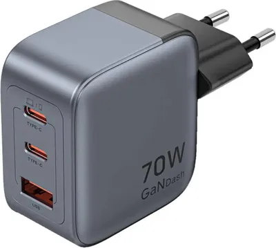 Produktbild von Ladegerät Vention 70 W GaN PD 1x USB-A 2x USB-C BK