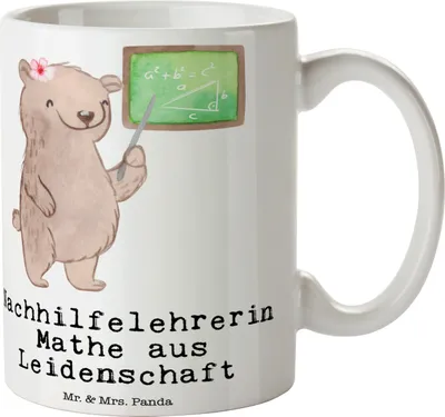 Produktbild von Mr. & Mrs. Panda Tasse Nachhilfelehrerin Mathe Leidenschaft - Weiß - Geschenk, Jubiläum, Nachhilfe, Bedruckte, Witzig, Spruch, Becher, Trinkbecher, Kaffeetasse, Lustig