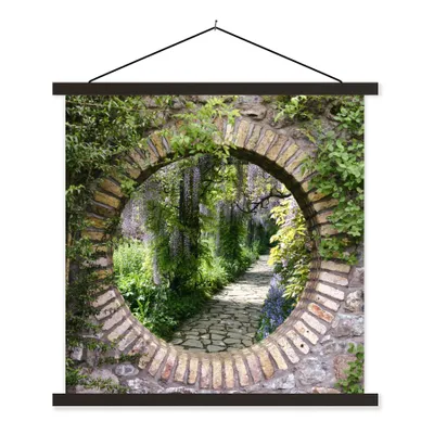 Produktbild von MuchoWow® Textilposter Wald - Steine - Aussicht - Weg 40x40 cm mit schwarzem Rahmen - Fotos