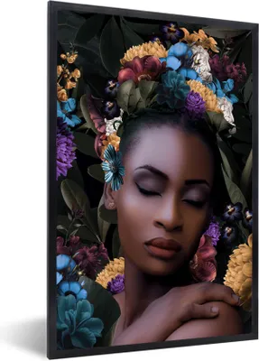 Produktbild von MuchoWow® MuchoWow® Gerahmtes Poster Blumen - Blätter - Frauen 20x30 cm - Poster mit zchwarzem Bilderrahmen - Drucken - Bilder Poster im Rahmen