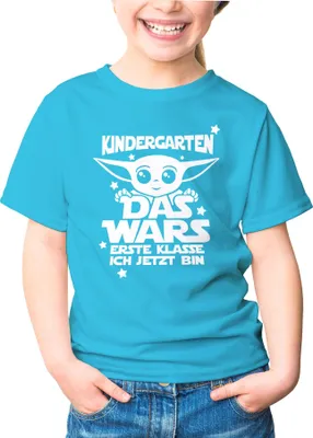 Produktbild von Kinder T-Shirt Mädchen Kindergarten Das Wars erste Klasse ich jetzt bin Geschenk zur Einschulung Schulanfang Moonworks® türkis 110-116 (5-6 Jahre)