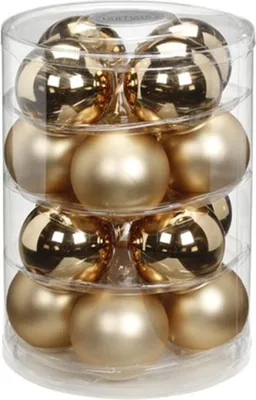 Produktbild von Weihnachtskugeln 16 Stk 7,5cm Brokatgold