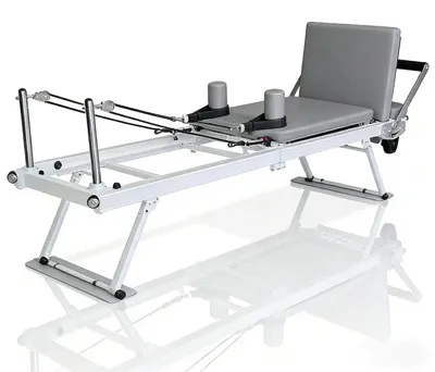 Produktbild von Pilates Trainingsbett - Reformer - Klappbar - Verstellbarer Widerstand - Mit Fußpedal - Für Zuhause - Beige