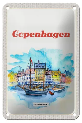 Produktbild von Blechschild Reise 12x18cm Bild Copenhagen Denmark Boot Dekoration