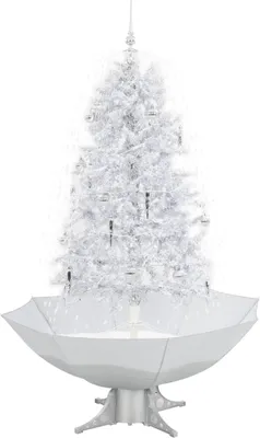Produktbild von vidaXL Schneiender Weihnachtsbaum mit Schirmfuß Weiß 170 cm