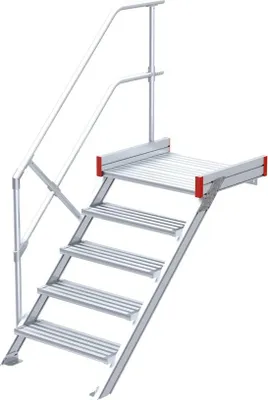 Produktbild von Euroline 511 Podesttreppe 45° 800mm Stufenbreite 5 Stufen Alu gerieft
