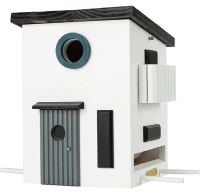 Zdjęcie produktu dla Wildlife Garden WG108 Multiholk Bauhaus - Wielofunkcyjny domek dla ptaków, łączący karmnik i budkę lęgową, wykonany z drewna