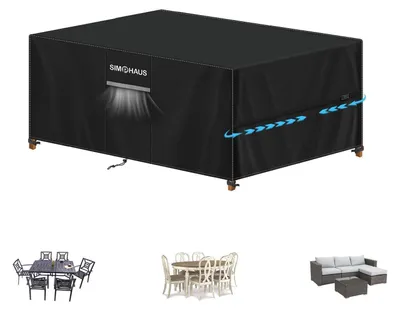 Immagine prodotto di Copertura impermeabile per mobili da giardino, realizzata in tessuto Oxford 420D, con aperture di ventilazione, dimensioni 140x100x90 cm, colore nero