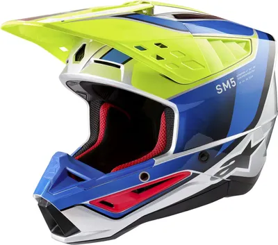 Produktbild von Alpinestars S-M5 Sail 2024 Motocross Helm, gelb/blau, S (55/56)