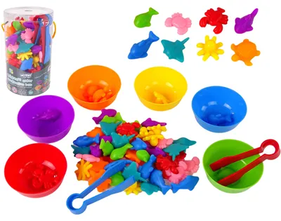 Produktbild von WOOPIE Montessori-Lernspiel „Farbsortierer – Meeresreich“, 64 Teile
