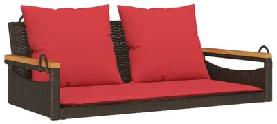 Produktbild von vidaXL Hängebank mit Kissen Braun 109x62x40 cm Poly Rattan