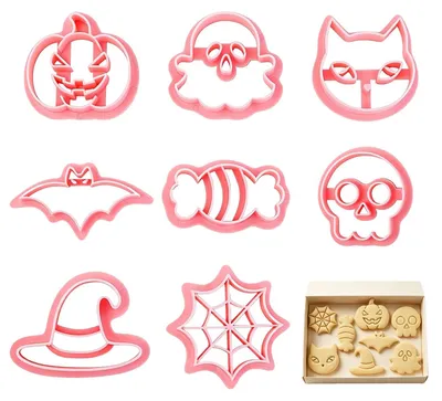 Halloween-Keksausstecher-Set, 8 Formen mit 3D-Stempel