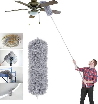 Zdjęcie produktu dla Teleskopowy mop – do czyszczenia powierzchni – elastyczna główka z mikrofibry – do 245 cm – kolor szary