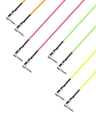 Productafbeelding van Adam Hall kabels, set van 4 patchkabels voor pedalen, met haakse stekker (TS), lengte 0,3 meter