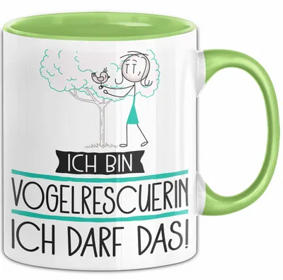 Produktbild von Geschenk für Vogelrescuerin Tasse Lustige Geschenkidee Geburtstag Ich Bin Vogelrescuerin Ich Darf Das (Grün)