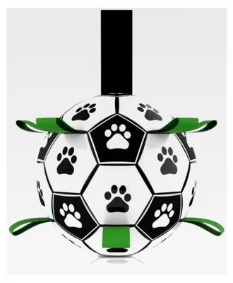 Produktbild von Hundespielzeug Ball, Hundefußball mit Griff, unzerstörbarer Hundeball für kleine und mittelgroße Rassen, 15 cm Durchmesser, interaktives Hundetraining und Übungsspielzeug