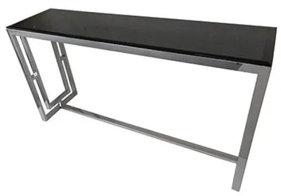 Obrázek produktu pro Casa Padrino konzola stříbrná / černá 150 x 40 x v. 78 cm - Konzolový stolek s černou skleněnou deskou