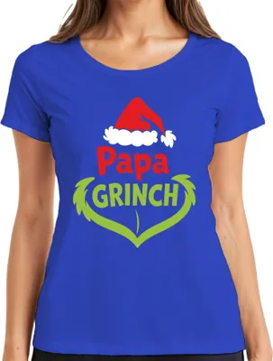 Produktbild von Papa Grinch Weihnachten Lustig Weihnachtsgeschenk Vater Geschenk Damen T-Shirt, Blau, XXL