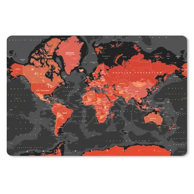 Produktbild von MuchoWow® Schreibtischunterlage Weltkarte - Rot - Schwarz - Kind - Kind - Mädchen 60x40 cm - XXL Mauspad - Großes Mauspad