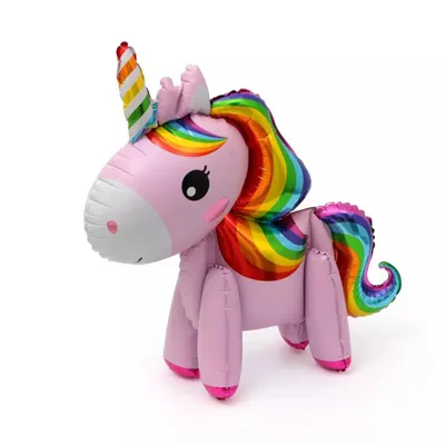 Immagine prodotto di Palloncino in foil 3D unicorno, rosa con criniera colorata, ca. 45 cm
