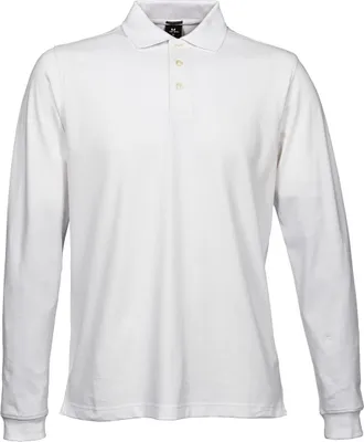 Produktbild von Tee Jays 1406 | Mens Stretch Long Sleeve Poloshirt - Farbe: White - Größe: 3XL