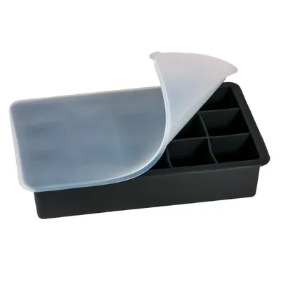Image de Intirilife 1x moule à glaçons/ moule en silicone en NOIR - Moule à glaçons en silicone avec 15 compartiments de 3 x 3 x 3 cm pour de grands glaçons - BPA free Bac à glaçons flexible pour la glace, la nourriture pour bébé et plus encore