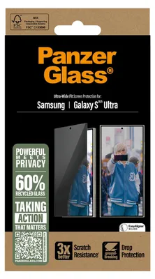 Productafbeelding van PanzerGlass Privacy Ultra-Wide Fit Anti-Bacterial Screenprotector incl. applicator voor de Samsung Galaxy S25 Ultra
