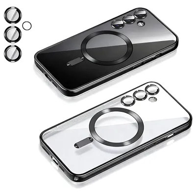 Produktbild von Magssafe Handy Hülle für Samsung Galaxy S22 Schutzhülle mit Integriertem Kameraschutz Glas Handyhülle Bumper Cover Case Tasche Farbe: Schwarz