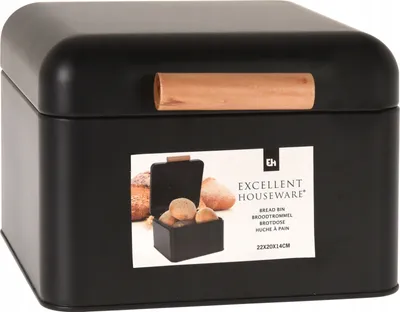 Obrázek produktu pro Kompaktní černý kovový chlebník s odklápěcím víkem