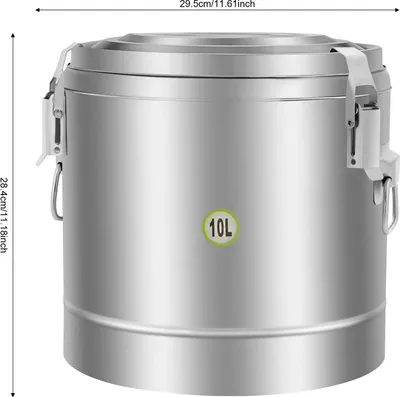 Obrázok produktu pre Termoska na polievku – 10 l, nerezová oceľ – izolovaná – 12 hodín teplá/studená – s vekom – pre gastronómiu/reštaurácie – strieborná
