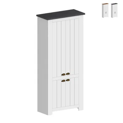 Produktbild von Hillrose Mehrzweck-Schuhschrank, 4 Türen, 84x42x200cm, klassisch weiß - Schwarz