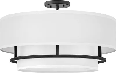 Immagine prodotto di Lampada da soffitto in metallo tessuto E14 P: 58,4 cm rotonda nero bianco 4 luci moderna