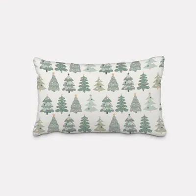Produktbild von SCHÖNER LEBEN. Kissenhülle Merry Christmas Weihnachtsbäume ecru alt Größe 30x50cm (HxB) 30x50cm (HxB) Größe