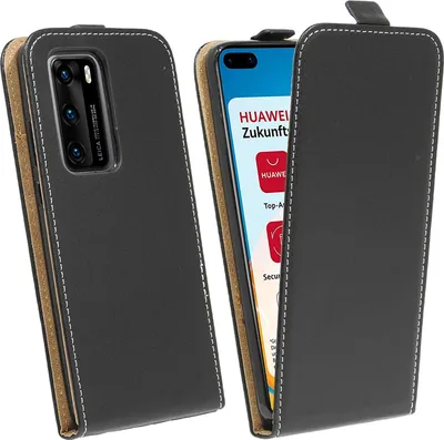 Immagine prodotto di cofi1453® Custodia Flip compatibile con HUAWEI P40 Custodia per telefono cellulare Copertura protettiva pieghevole verticale Flip Cover Nero