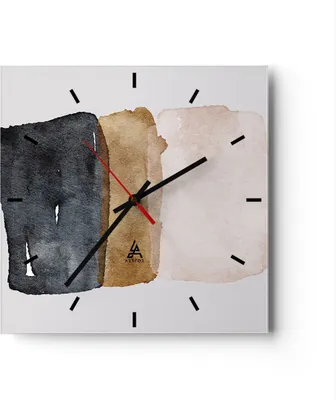 Produktbild von Wanduhr - Quadrat - Glasuhr - Abstraktion die Farben Aquarell - 30x30cm - Schleichendes Uhrwerk - Lautlos - zum Aufhängen bereit - Dekoration Modern - Wanddekoration aus Glas - C3AC30x30-4947
