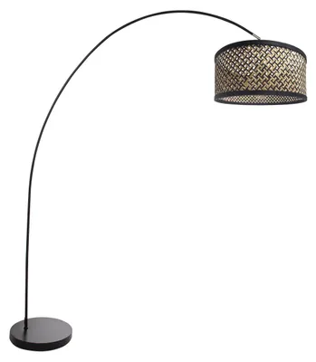 Immagine prodotto di Lampada da terra - nero - Solva - bambù metallo - lampada ad arco - E27 - 3739ZW - Mexlite