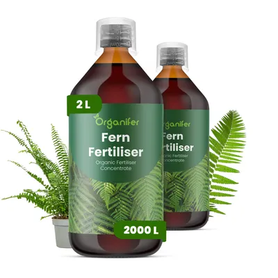 Obrázek produktu pro Papraď Tekuté Hnojivo 2x1 L – 3-4-3 NPK – Pro Paprade – Pro Zdravé Listy & Bujný Růst – Podporuje Kořeny & Vitalitu – Organifer