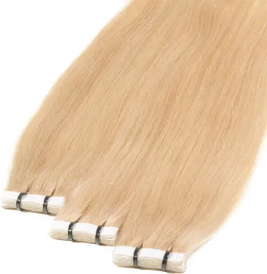 Produktbild von hair2heart Premium Tape Extensions Echthaar glatt - 10 Tapes 2.5g 60cm 9/0 lichtblond