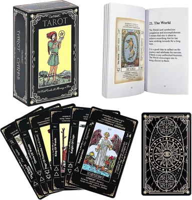 Imagen del producto de Conjunto de cartas de tarot: cartas de tarot para principiantes con sus significados impresos