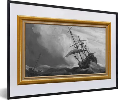 Produktbild von MuchoWow® Gerahmtes Poster Kunst - Maler - Bilderrahmen - Gold 60x40 cm - Poster mit Schwarzem Bilderrahmen Wandposter Rahmen Foto Bilder - Schlafzimmer - Plakat in Rahmen - Drucken