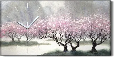 Produktbild von Dekor Leinwand Uhr Wandbilder 60x30 Malerei Winter Schnee Bäume Blumen Natur - weiße Hände