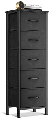 Zdjęcie produktu dla Komoda szafka - 5 szuflad - 40 x 30 x 120 cm - Czarny