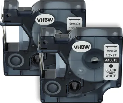 Produktbild von vhbw 2x Schriftband-Kassette kompatibel mit Dymo LabelPoint 150, 300, 350, 200, 250, 100 Etiketten-Drucker 7m x 12mm Schwarz auf Weiß, Kunststoff
