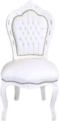 A white baroque-style chair.