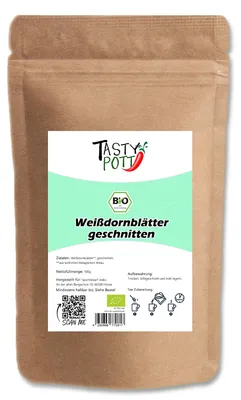 Produktbild von Tasty Pott  Weißdornblätter mit Blüten geschnitten - im Beutel - 500g