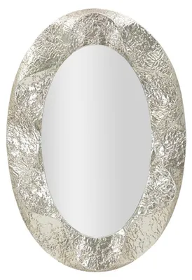 Obrázek produktu pro Nástěnné zrcadlo Argelux Oval s rámem z tepaného stříbrného železa, 97,5 × 137 cm