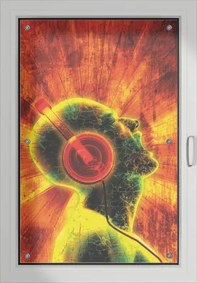 Produktbild von Wallario Lichtschutzbild, Dekorativer Sichtschutz Sonnenschutz 60 x 93 cm mit Motiv: Musik mit Kopfhörern - Verdunklung ohne Bohren