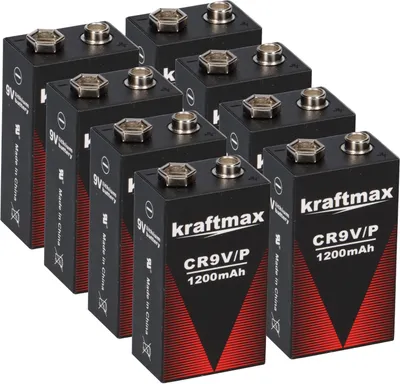 Produktbild von 8x Kraftmax Lithium 9V Block Hochleistungs- Batterien für Rauchmelder Feuermelder - 10 Jahre Batterie Lebensdauer